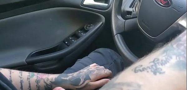  Playing with his dick and cum denial while driving